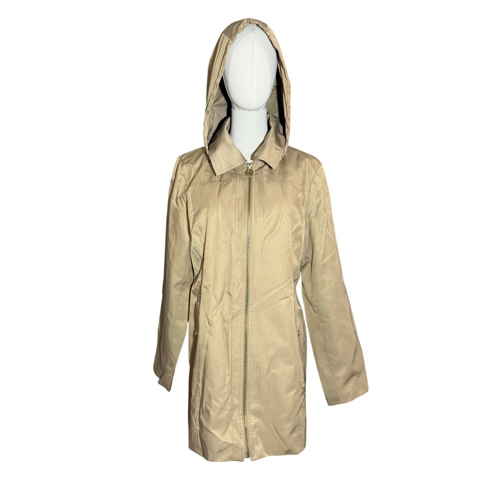 Michael Kors Tan Rain Trench Coat With Hood Size M